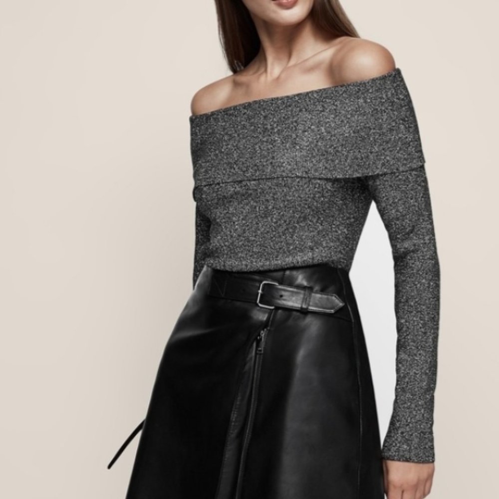 REISS Jessa Off-The-Shoulder Long Sleeve Top